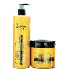 شامپو و ماسک موی طلایی کراتینه لاویک برای موهای خشک و رنگ شده - مدل Lov'yc: The Ultimate Hair Care Solution