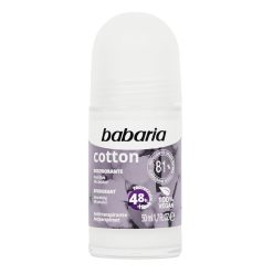 دئودورانت باباریا babaria مدل cotton حاوی کتان پنبه با ماندگاری 48 ساعته حجم 50 میل